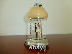 Vintage Reuge Dancing Ballerina Music Box Automaton With Lighter (watch Video)