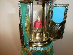 Vintage Reuge Dancing Ballerina Music Box Carousel Cigarette Lipstick Holder