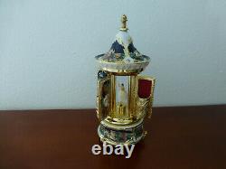 Vintage Reuge Dancing Ballerina Music Box Carousel Holder Gold Leaf & Porcelain