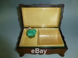 Vintage Reuge Dancing Ballerina Music Jewelry Box Wooden Case (watch The Video)