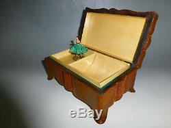 Vintage Reuge Dancing Ballerina Music Jewelry Box Wooden Case (watch The Video)