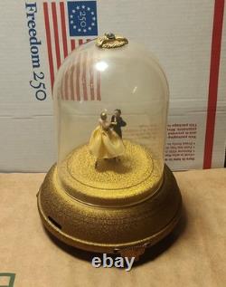 Vintage Reuge Dancing Couple Ballerina Gold Music Box Automaton Rare Watch Video