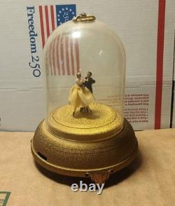 Vintage Reuge Dancing Couple Ballerina Gold Music Box Automaton Rare Watch Video