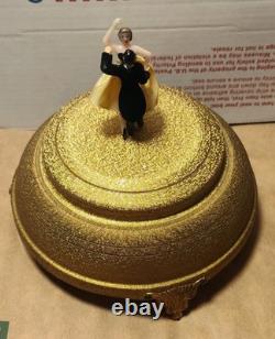 Vintage Reuge Dancing Couple Ballerina Gold Music Box Automaton Rare Watch Video