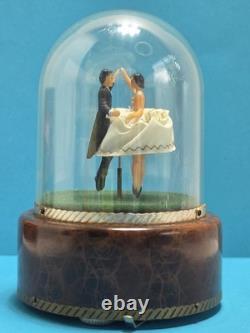 Vintage Reuge Dancing Couple Ballroom Waltz Anniversary Song Music Box HTF Works