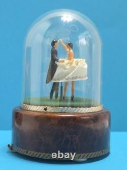 Vintage Reuge Dancing Couple Ballroom Waltz Anniversary Song Music Box HTF Works