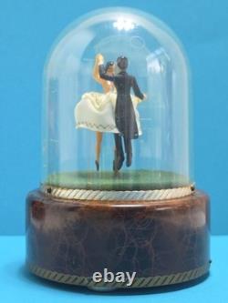 Vintage Reuge Dancing Couple Ballroom Waltz Anniversary Song Music Box HTF Works