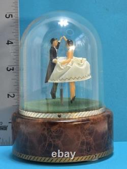 Vintage Reuge Dancing Couple Ballroom Waltz Anniversary Song Music Box HTF Works