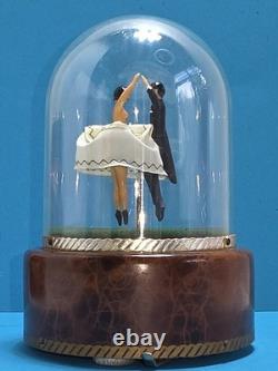 Vintage Reuge Dancing Couple Ballroom Waltz Anniversary Song Music Box HTF Works