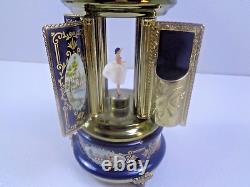 Vintage Reuge Dencing Ballerina Music Box Carousel Holder Porcelain Case