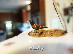 Vintage Reuge Enamel Singing Bird Box Automaton Music Box (watch Video)