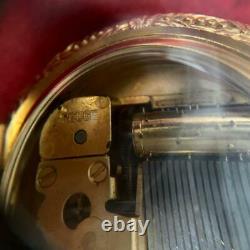Vintage Reuge Gold Plated Music Box Pocket Music Box with Original Case