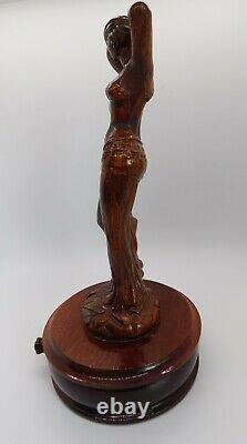 Vintage Reuge Hand Carved Grecian Lady Figural Music Box Lara's Theme Italy 12