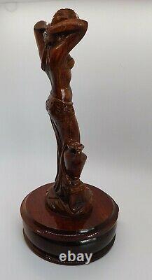 Vintage Reuge Hand Carved Grecian Lady Figural Music Box Lara's Theme Italy 12