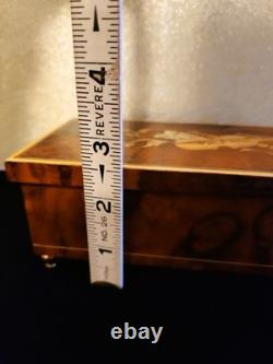 Vintage Reuge Inlay Wood Music/ Jewelry Box-Swiss Works/ Made in Italy/ Imagine