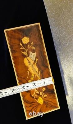 Vintage Reuge Inlay Wood Music/ Jewelry Box-Swiss Works/ Made in Italy/ Imagine