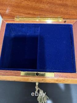 Vintage Reuge Italian Burl Wood Music Box Floral Marquetry San Francisco Tune