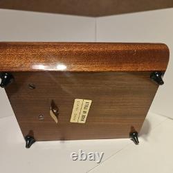 Vintage Reuge Italian Floral Inlaid Wooden Music Box Swiss Movement MID CENTURY