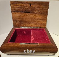 Vintage Reuge Italian Floral Inlaid Wooden Music Box Swiss Movement MID CENTURY