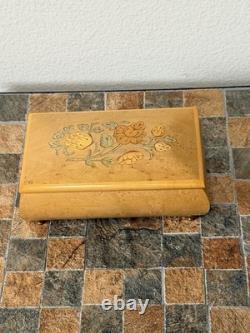 Vintage Reuge Italy Edelweiss Swiss Musical Movement Music Jewelry Box WORKING