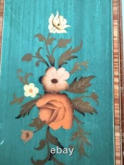 Vintage Reuge Italy Floral Marquetry Hand Inlaid Wood Music Box Dr Zhivago