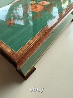 Vintage Reuge Italy Floral Marquetry Hand Inlaid Wood Music Box Dr Zhivago