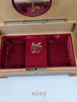 Vintage Reuge Italy Inlaid Wood Marquetry Fold Out Jewelry Box Red
