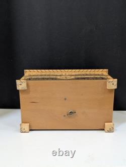 Vintage Reuge Italy Inlaid Wood Marquetry Fold Out Jewelry Box Red