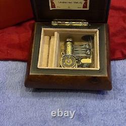 Vintage Reuge Italy Sainte Croix Switzerland Inlaid Wooden Music Jewelry Box