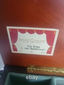 Vintage Reuge Jewelry Music Box Grand Piano Shape Musical Wood Inlay Beethoven