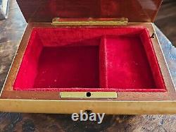 Vintage Reuge Jewelry Music Box Made In Italy Swiss Wood Inlaid Working