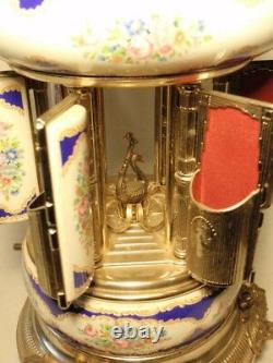Vintage Reuge Lipstick Cigarette Music Box Carousel Holder Italy Brevettato