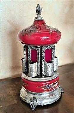 Vintage Reuge Lipstick Cigarette Music Box Carousel Holder, Made in Italy