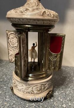 Vintage Reuge Lipstick Holder Carousel Music Box Works Well