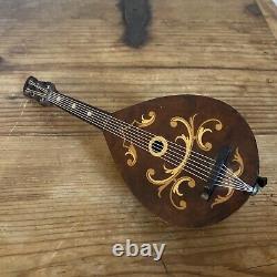 Vintage Reuge Mandolin Instrument Inlaid Wood Swiss Music Box