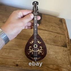 Vintage Reuge Mandolin Instrument Inlaid Wood Swiss Music Box