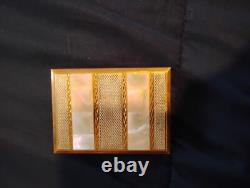 Vintage Reuge Miniature Music Box Musical Powder Compact Case Mother Pearl Rare