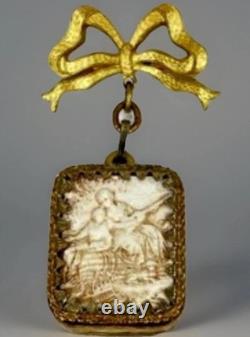 Vintage Reuge Miniature Solid 800 Silver Music Box Pin/Brooch With Gold Finish