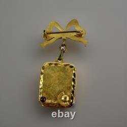 Vintage Reuge Miniature Solid 800 Silver Music Box Pin/Brooch With Gold Finish