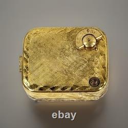 Vintage Reuge Miniature Solid 800 Silver Music Box Pin/Brooch With Gold Finish