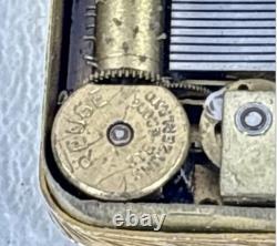 Vintage Reuge Miniature Solid 800 Silver Music Box Pin/Brooch With Gold Finish