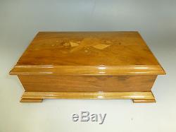 Vintage Reuge Music Box 72 Key Lara's Theme Edition Italian Inlay Wooden Case