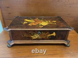 Vintage Reuge Music Box 72 Note 3 Tunes Luxury Wood Inlayed Box