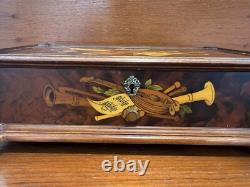 Vintage Reuge Music Box 72 Note 3 Tunes Luxury Wood Inlayed Box