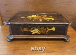 Vintage Reuge Music Box 72 Note 3 Tunes Luxury Wood Inlayed Box