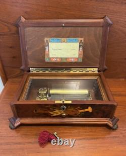 Vintage Reuge Music Box 72 Note 3 Tunes Luxury Wood Inlayed Box
