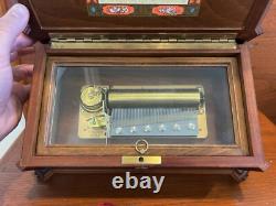 Vintage Reuge Music Box 72 Note 3 Tunes Luxury Wood Inlayed Box