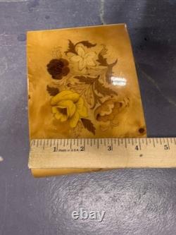 Vintage Reuge Music Box Burl Wood Light Brown Tan Floral Fur Elise NOT PLAYING