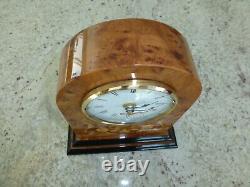 Vintage Reuge Music Box Clock Italy Inlay Wood Case (Watch The Video)