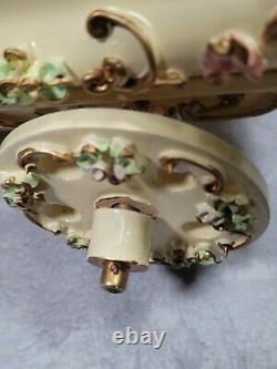 Vintage Reuge Music Box Floral Cart Small Jewelry Compartment Plays Fur Elise
